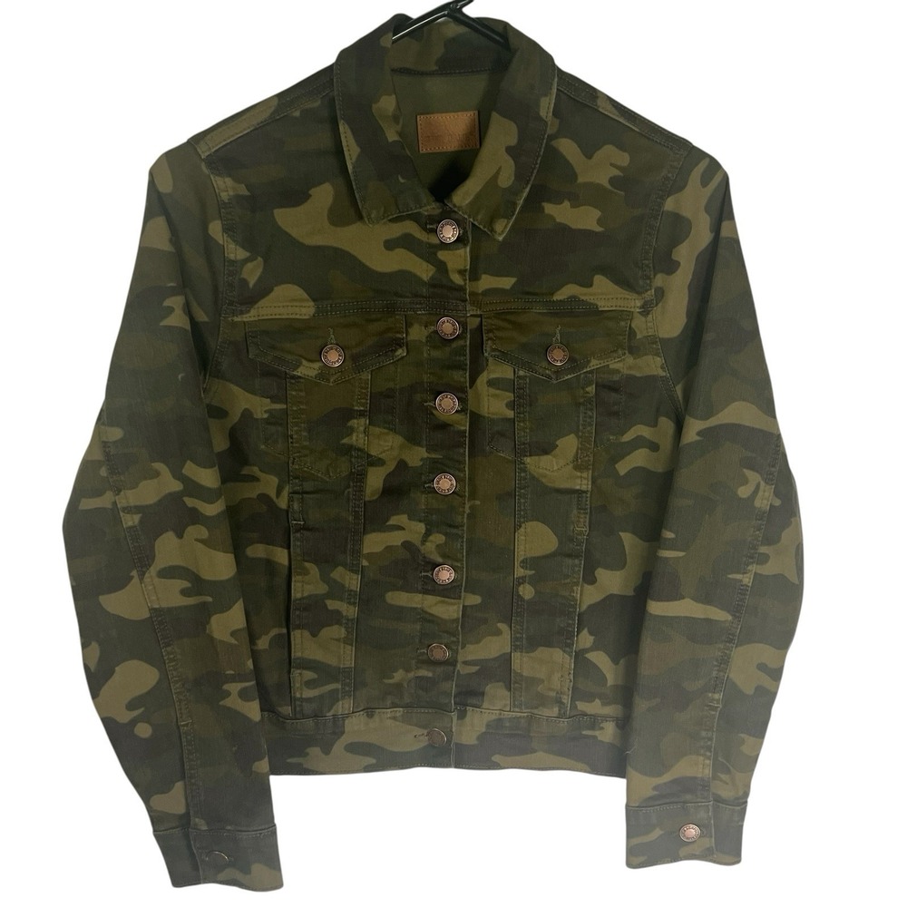 Judy Blue Small Women Camo JB743 Cropped Pockets Denim Trucker Jacket